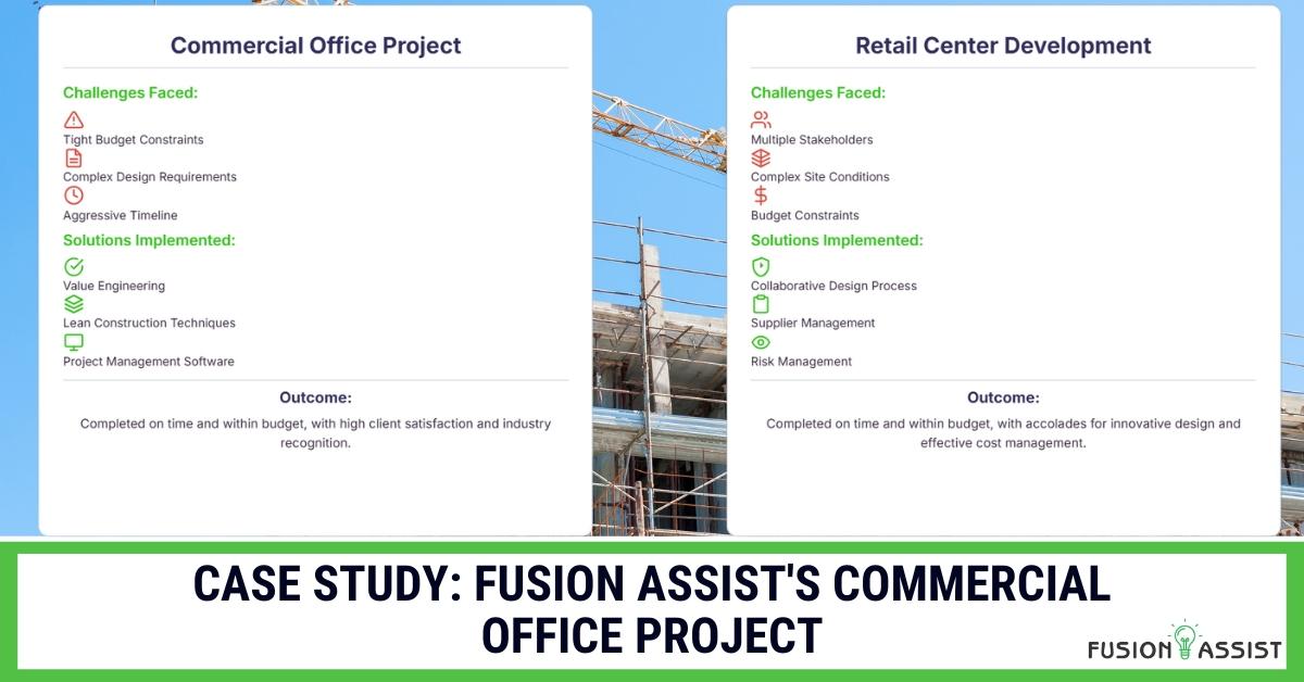 Case studies demonstrating Fusion Assist's cost management in commercial office and retail projects.