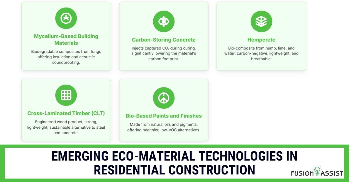 An infographic presenting five key benefits of choosing sustainable materials for residential construction: Energy Efficiency (reducing heating/cooling needs), Healthier Living (improving indoor air quality), Cost Savings (reduced energy bills, long-lasting materials), Resale Value (higher market prices for green-certified homes), and Regulatory Compliance (meeting green building standards). Each benefit is accompanied by a relevant icon, visually summarizing the advantages discussed in the article.