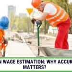 Union wage estimation construction. Union workers using digital tools for accurate wage estimation on a construction site.