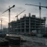 Construction site at dawn illustrating construction margin erosion after contract award